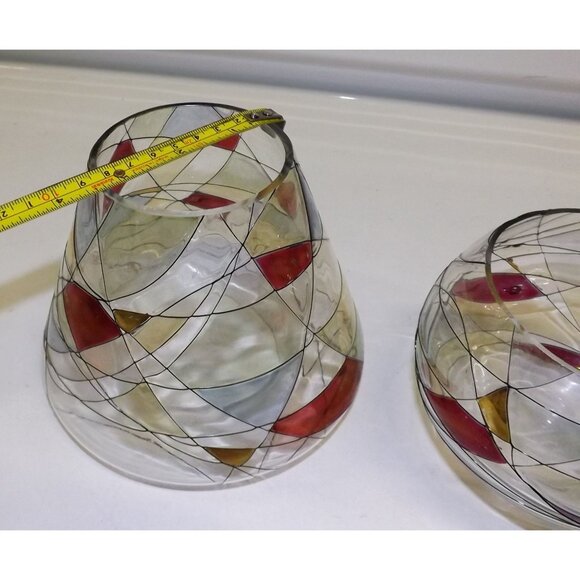 PartyLite Mosaic Calypso Jar Glass Candle Shade Vase & Lampshade Set Abstract - Picture 7 of 12